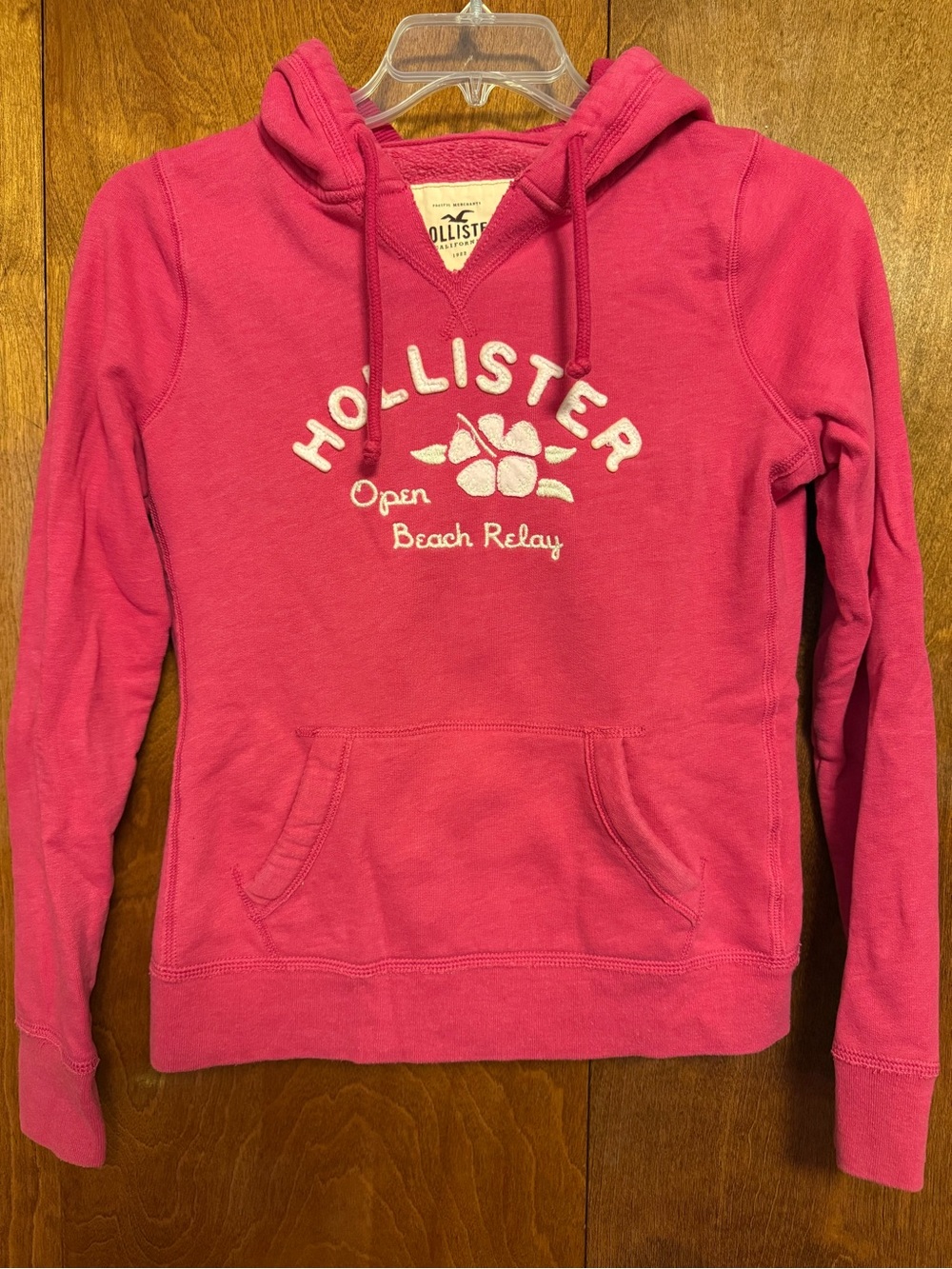 Hollister Hot Pink Hooded Pullover with Embroidered Logo